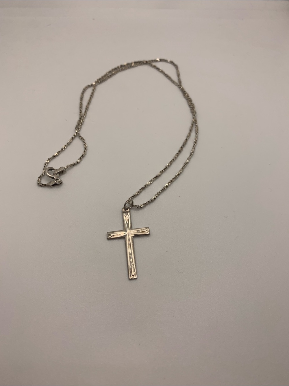 Vintage 925 Silver Cross Pendant Necklace - Silver